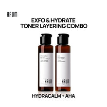 Load image into Gallery viewer, HYDRACALM Toner + AHA Toner - Exfo &amp; Hydrate Toner Layering Combo
