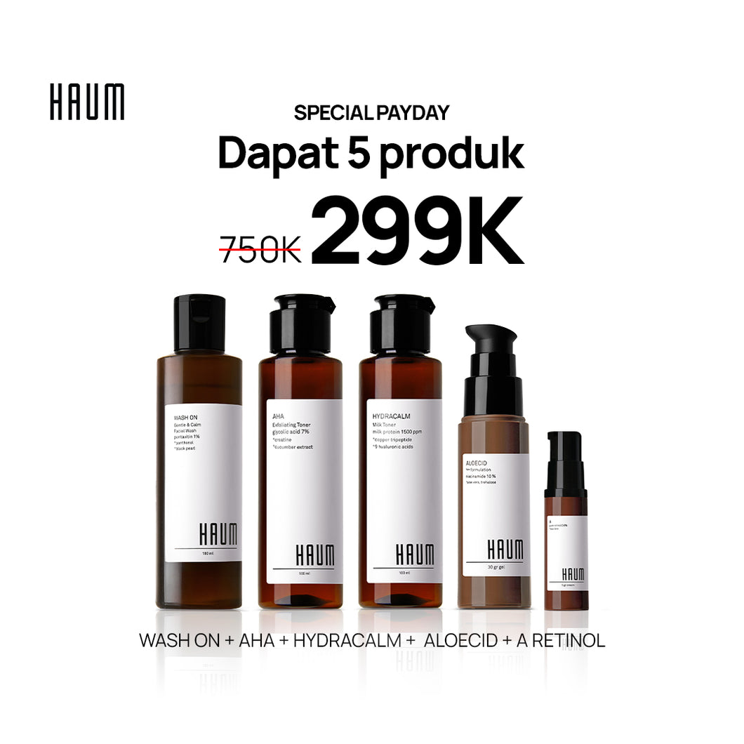 [299K GET 5] WASH ON + AHA + HYDRACALM + ALOECID + A RETINOL